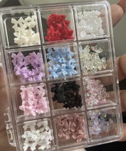 Set 12 mẫu charm nơ trang trí móng đủ màu sắc